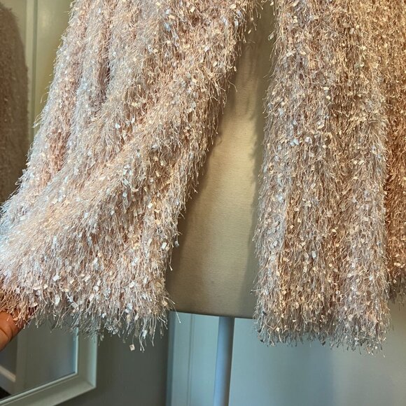 Alfani Silver Peony Pink confetti fringe jacket, Size Medium - Picture 4 of 12